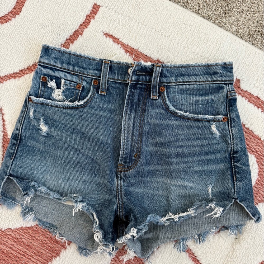 Abercrombie & Fitch Blue Frayed Jean Shorts
